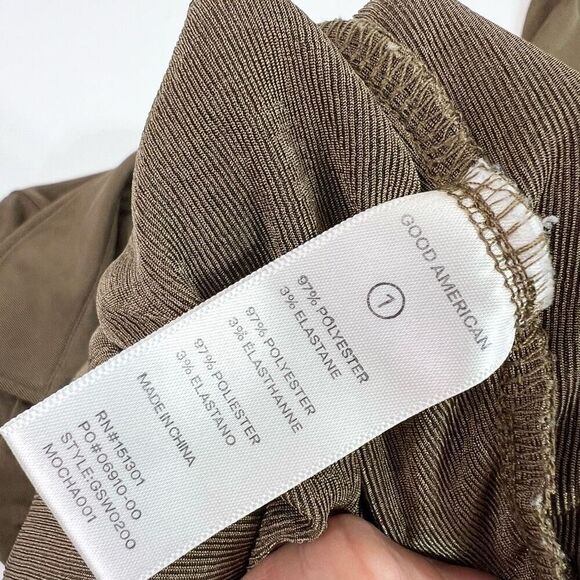 Good American Tops Womens small 1 Brown Long-Sleeve Pointed Collar Ruched Shirt - Picture 4 of 8